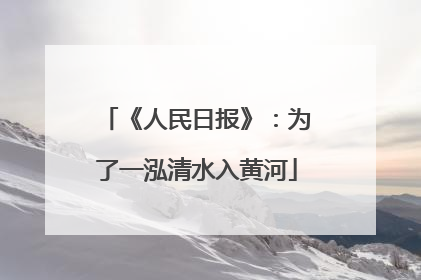 《人民日报》：为了一泓清水入黄河