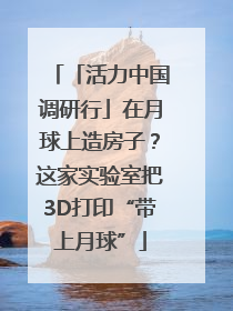 「活力中国调研行」在月球上造房子？这家实验室把3D打印“带上月球”
