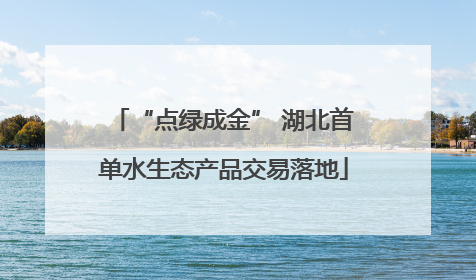 “点绿成金” 湖北首单水生态产品交易落地