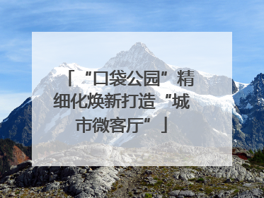 “口袋公园”精细化焕新打造“城市微客厅”