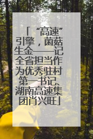 “高速”引擎，菌菇生金——记全省担当作为优秀驻村第一书记、湖南高速集团肖兴旺