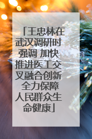 王忠林在武汉调研时强调 加快推进医工交叉融合创新 全力保障人民群众生命健康