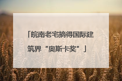 皖南老宅摘得国际建筑界“奥斯卡奖”