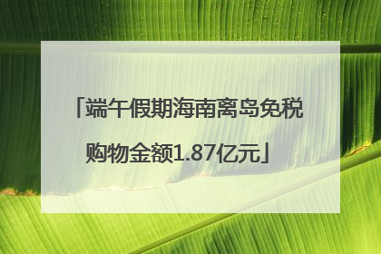 端午假期海南离岛免税购物金额1.87亿元