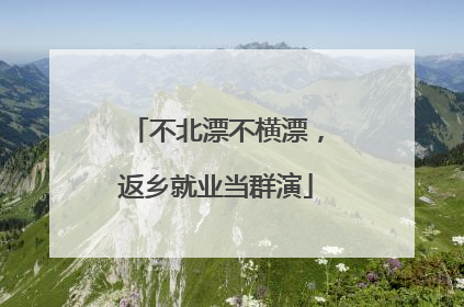 不北漂不横漂，返乡就业当群演