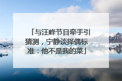 与汪峰节目牵手引猜测，宁静谈择偶标准：他不是我的菜