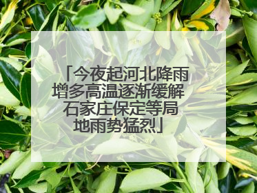 今夜起河北降雨增多高温逐渐缓解 石家庄保定等局地雨势猛烈