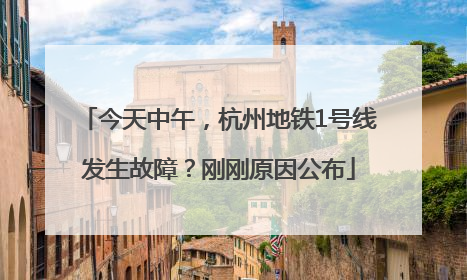 今天中午，杭州地铁1号线发生故障？刚刚原因公布