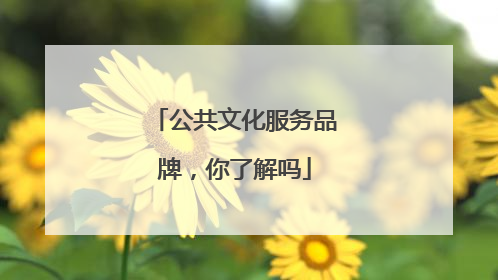 公共文化服务品牌，你了解吗