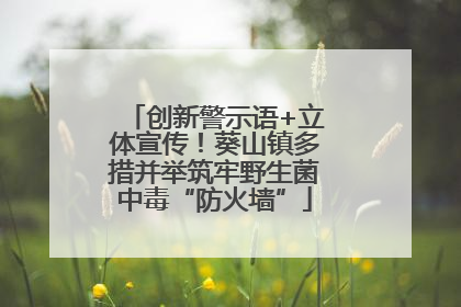 创新警示语+立体宣传！葵山镇多措并举筑牢野生菌中毒“防火墙”