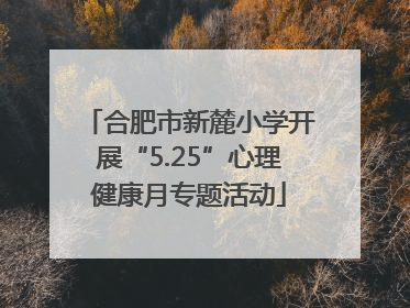 合肥市新麓小学开展“5.25”心理健康月专题活动