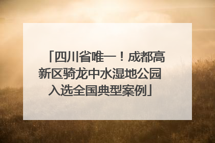 四川省唯一！成都高新区骑龙中水湿地公园入选全国典型案例