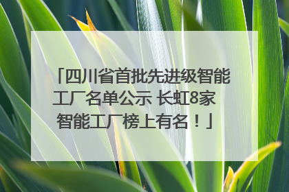 四川省首批先进级智能工厂名单公示 长虹8家智能工厂榜上有名！