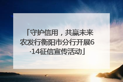 守护信用，共赢未来 农发行衡阳市分行开展6·14征信宣传活动