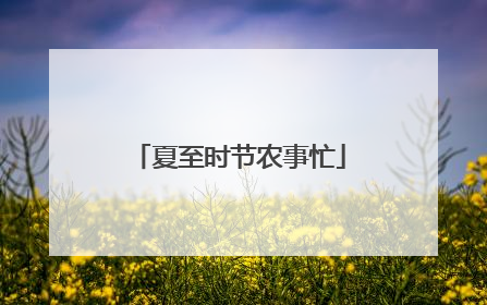 夏至时节农事忙