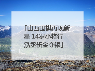 山西围棋再现新星 14岁小将行泓丞斩金夺银