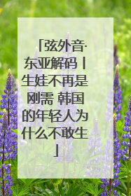 弦外音·东亚解码丨生娃不再是刚需 韩国的年轻人为什么不敢生