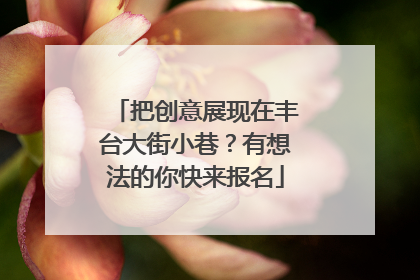 把创意展现在丰台大街小巷？有想法的你快来报名