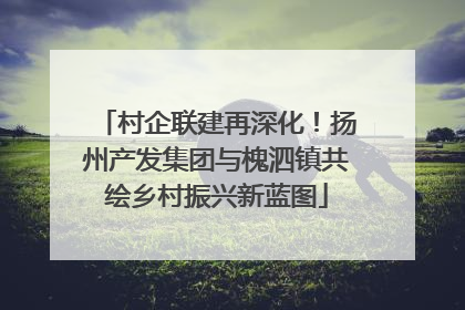 村企联建再深化！扬州产发集团与槐泗镇共绘乡村振兴新蓝图