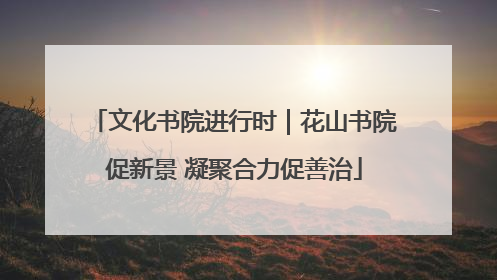 文化书院进行时｜花山书院促新景 凝聚合力促善治