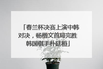 春兰杯决赛上演中韩对决，杨楷文首局完胜韩国棋手朴廷桓