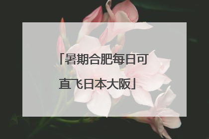 暑期合肥每日可直飞日本大阪