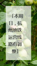 本周日，杭州地铁运营线路有调整