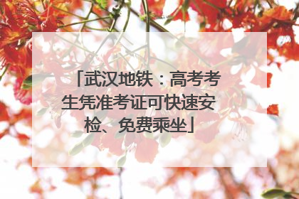 武汉地铁：高考考生凭准考证可快速安检、免费乘坐