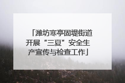 潍坊寒亭固堤街道开展“三夏”安全生产宣传与检查工作