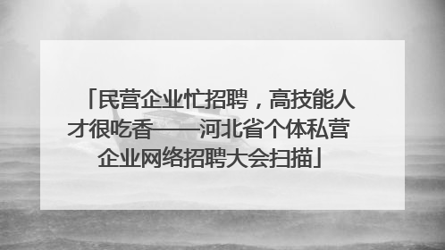 民营企业忙招聘，高技能人才很吃香——河北省个体私营企业网络招聘大会扫描