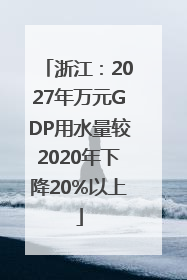 浙江：2027年万元GDP用水量较2020年下降20%以上