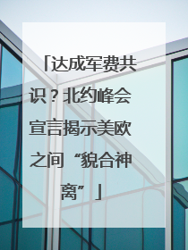 达成军费共识？北约峰会宣言揭示美欧之间“貌合神离”