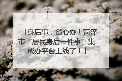 身后事，省心办！菏泽市“居民身后一件事”集成办平台上线了！