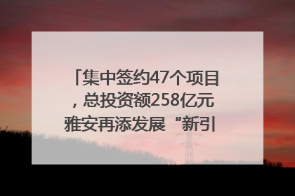 集中签约47个项目，总投资额258亿元 雅安再添发展“新引擎”｜数读西投