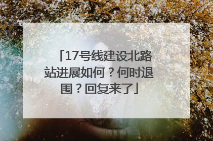 17号线建设北路站进展如何？何时退围？回复来了
