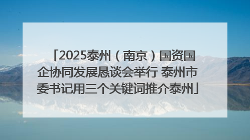 2025泰州（南京）国资国企协同发展恳谈会举行 泰州市委书记用三个关键词推介泰州