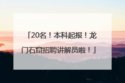 20名！本科起报！龙门石窟招聘讲解员啦！